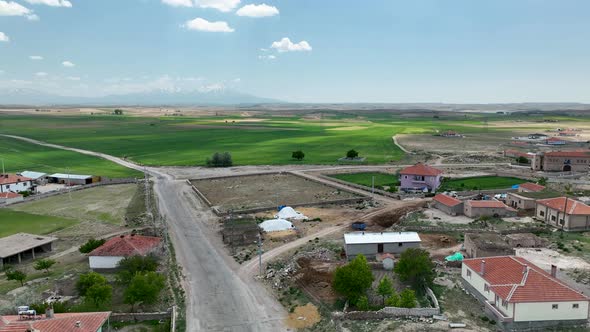 Small farming village in Turkey aerial view 4 K