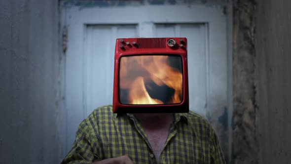 Fire Flames TV Man.