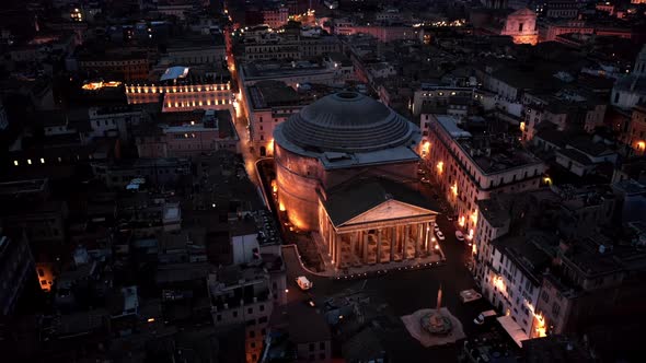 Aerial view of Pantheon in Rome