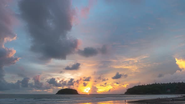 Time Lapse Sunset In The Channel Between Koh Pu And Laem Sai Phuket.