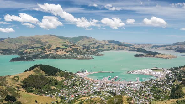 Clouds over Lyttelton Harbour Bay in New Zealand