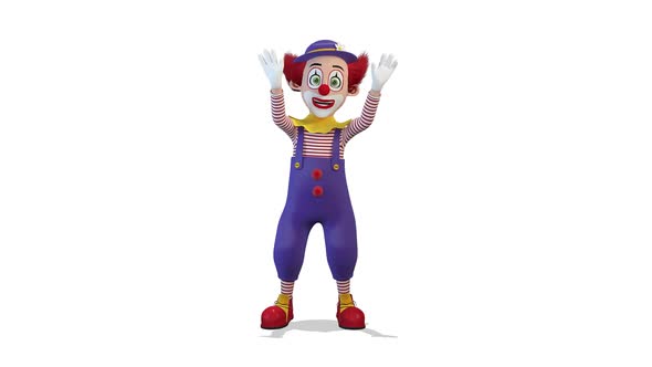 Clown Wave Greeting on White Background