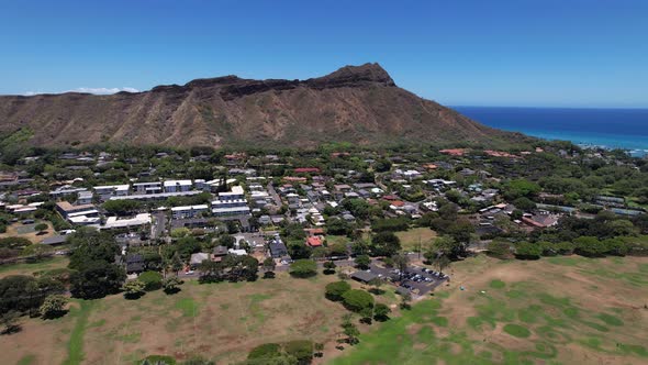 Diamond Head Volcano Aerial Push In