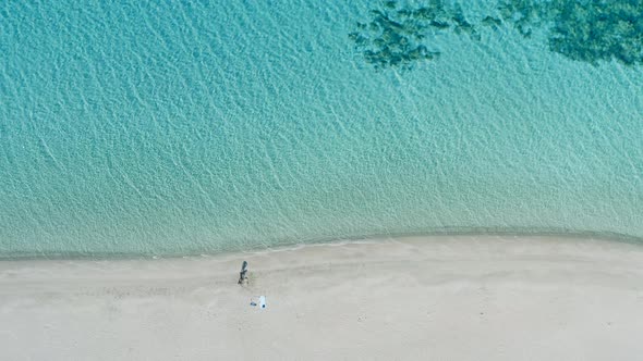 Aerial view of a sandy beach.