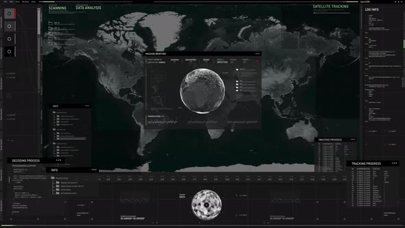 Global Location Tracking Process By Futuristic Surveillance Software Interface alt