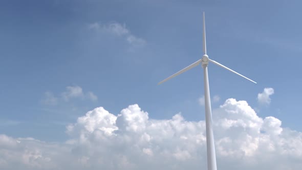 wind turbine on a background of clouds. solar energy, engineers. alternative renewable energy.