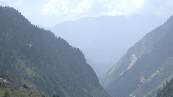 Himalayan Hills Scenery Showing Himalaya Hills Helicopter at Himalayas Hills