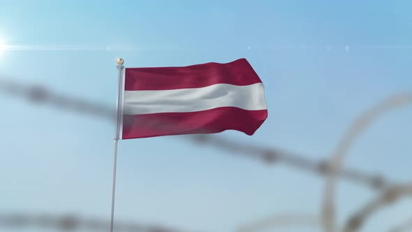 Austria  Flag Behind Border