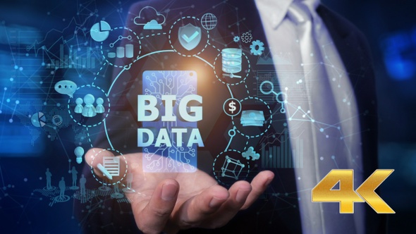 Businessman Open Hand Big Data (4K) alt