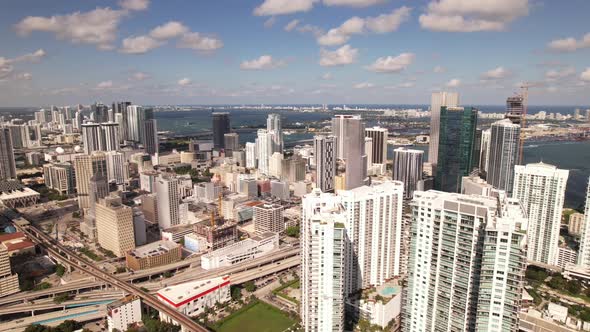 5k Aerial Push In Downtown Miami Fl Usa