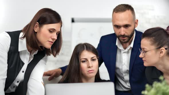 Group Confident Business People Collaborating Together Discussing Project with Female Teamleader