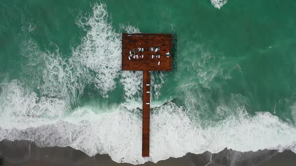 Storm at Sea Filmed on a Drone in the Sunset