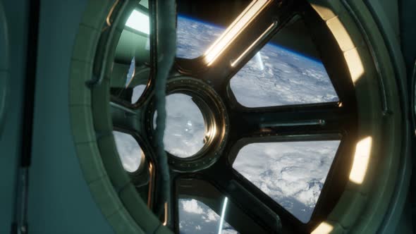 Cockpit View From International Space Station Operating Nearby of Planet Earth alt