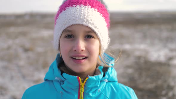 Funny Little Girl Having Fun in Beautiful Winter Park