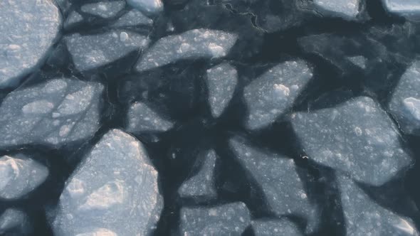 Antarctic Ocean Brash Ice Aerial Drone View