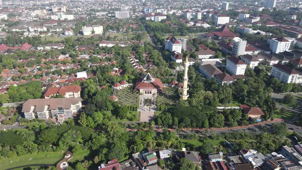 Aerial view of mosque in Yogyakarta, Indonesia.