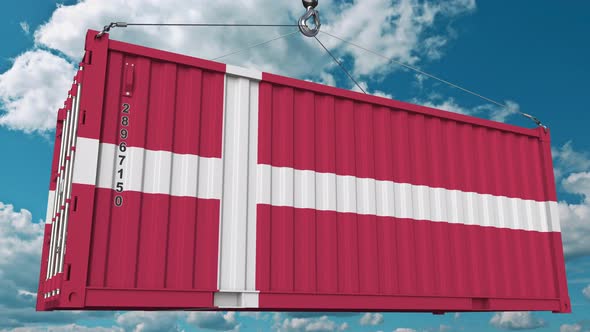 Cargo Container with Flag of Denmark alt