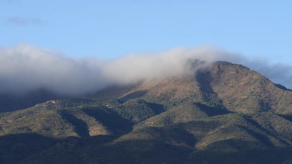 Mountain With Clouds Aerial Time Lapse