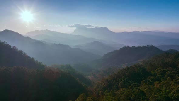 4K Hyperlapse aerial view of drone flying to the mountain, Chiang Mai, Thailand