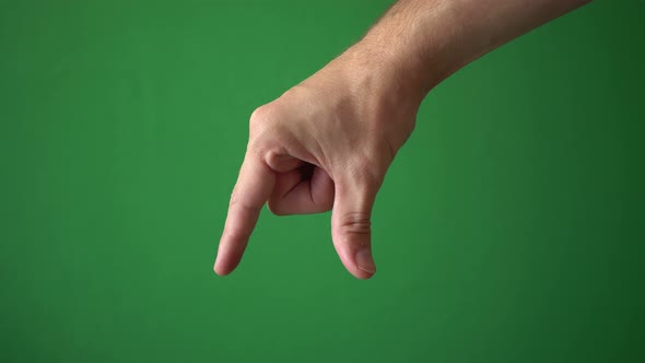 Close Up Hand Of Man Gesture Isolated On Chroma Key Green Screen Background