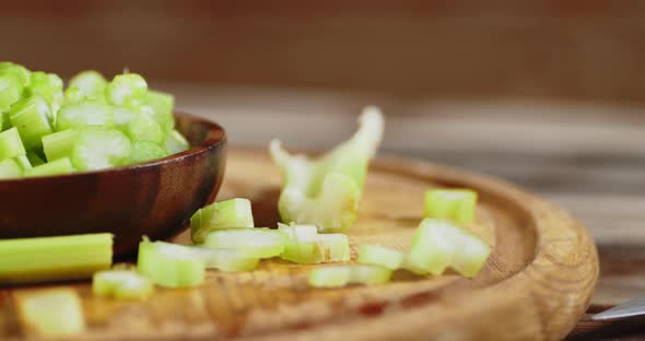 Pieces of Fresh Celery on the Plate. 