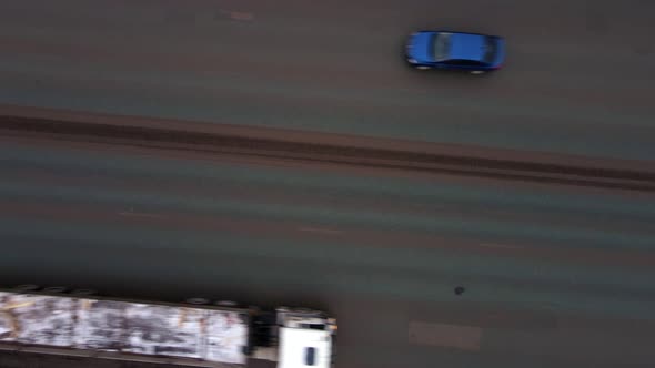 Closeup of Highways and Car Traffic Taken From Aerial Photography