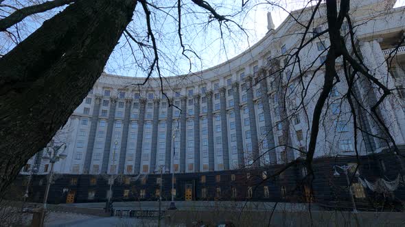 Government Building of Ukraine in Kyiv  Cabinet of Ministers Slow Motion