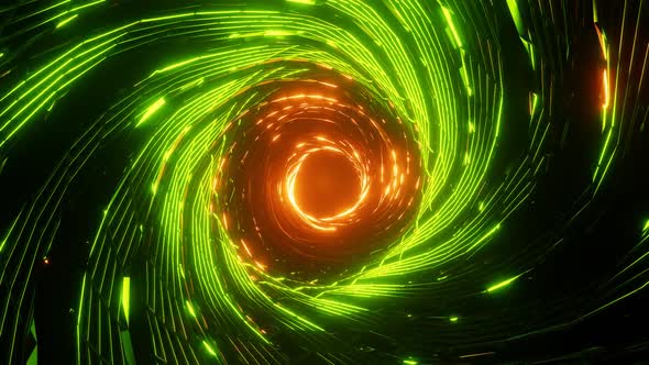 Flight in abstract sci-fi tunnel seamless loop. Futuristic motion graphics, high tech background