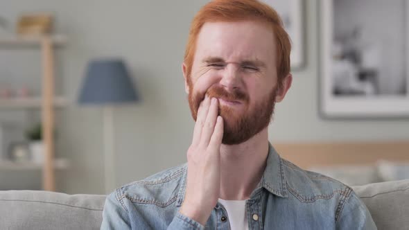 Toothache Beard Man with Tooth Infection