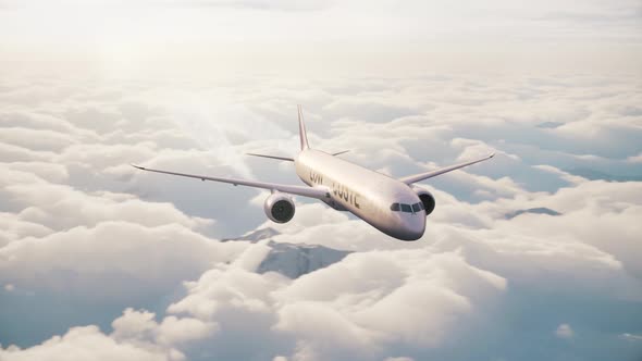 Airplane Flying Over the Clouds