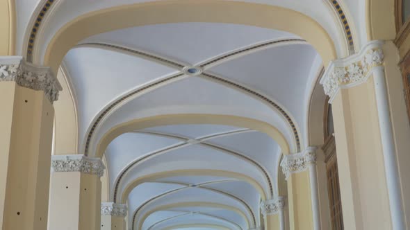 Arcs on ceiling of building in  spa resort Herculane located in  western Romania 4K 2160p UHD footag