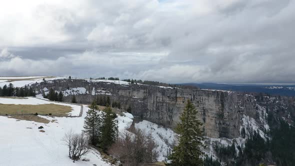 shoot of beautiful mountains in Creux Du Van, Neuchatel, Switzerland. landscape videos in winter.