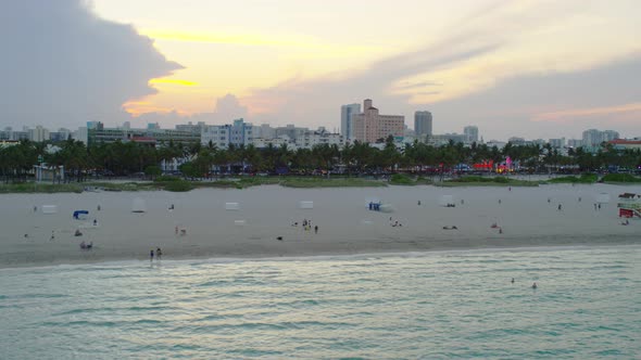 Aerial view of Miami Beach in the evening