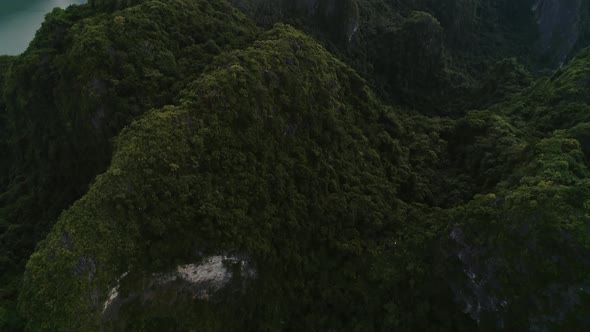 Drone video shows of Halong Bay in Vietnam