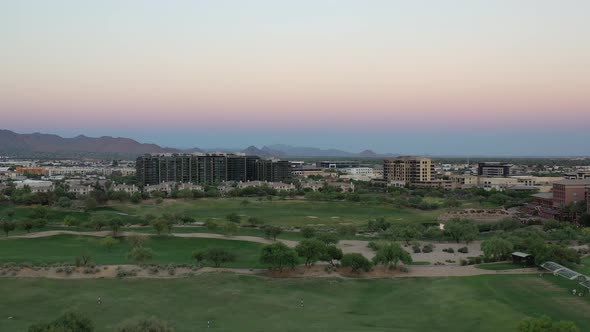 Golf Course On The Edge Of A City Aerial 4 K