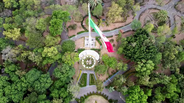 Cenital View of Mexican flag in Mexico city Park