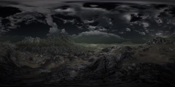 VR 360 Huge Dark Clouds Over Scottish Highlands