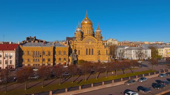 Aerial Footage of Church of the Assumption of the Blessed Virgin Mary Blockade Temple St