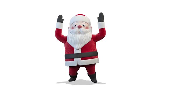 Santa Claus Standing And Greeting With Two Hands on White Background