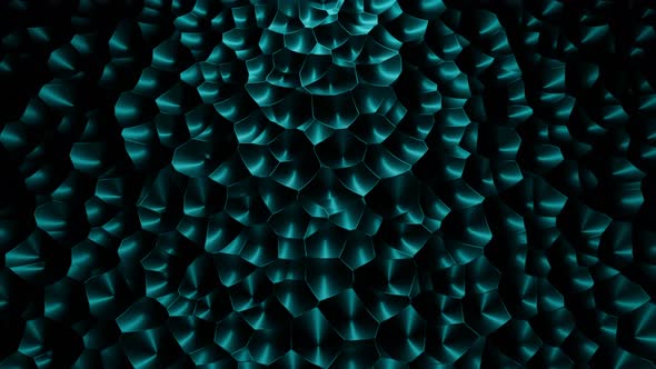 Turquoise bubble shapes creating spinning 3D texture