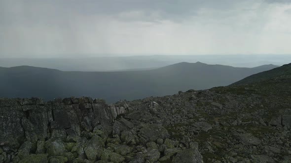 Ridge of stones in the rain