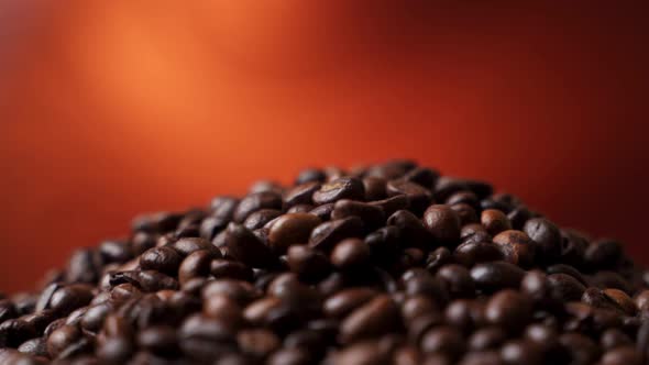 Close Up of Roasted Brown Coffee Beans Rotating