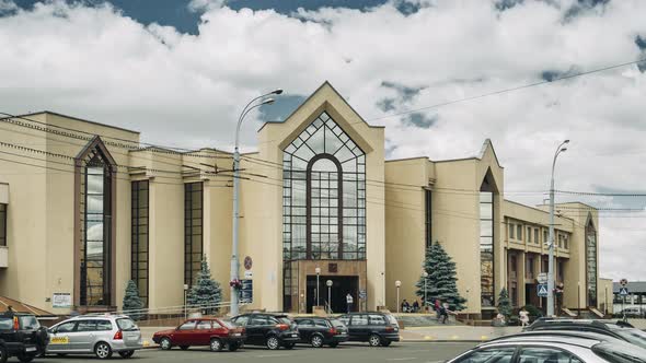 Gomel Belarus  June 6 2018 Railway Station Building In Sunny Summer Day