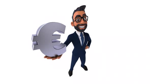 Fun 3D cartoon animation of an indian businessman