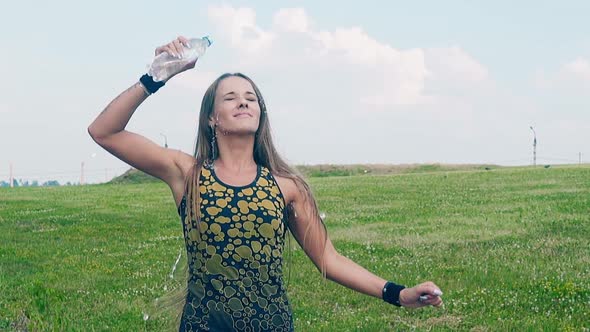 CU, Slow Motion: Young Beautiful Girl Goes in for Sports in the Morning