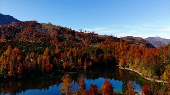 Beautiful Autumn Landscape on the Lake Ödsee in the Mountains in Upper Austria Salzkammergut