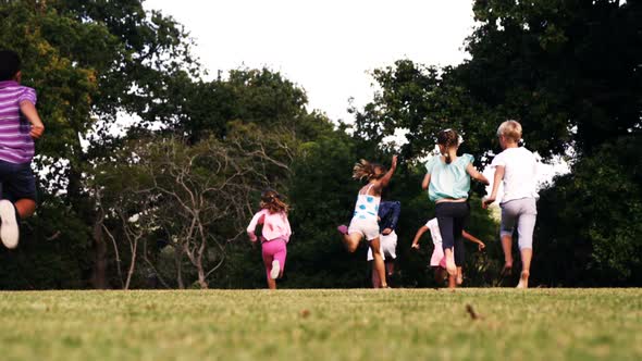 Group of children playing in park