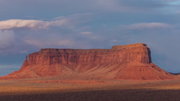 Monument Valley, Utah Eagle Mesa Rock Formation At Sunset