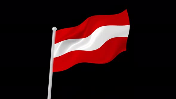 Austria Flag Flying Wavy Animated Black Background