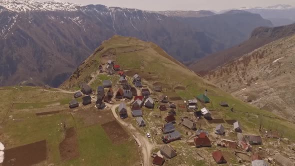 Aerial Shot Of Mountain Village